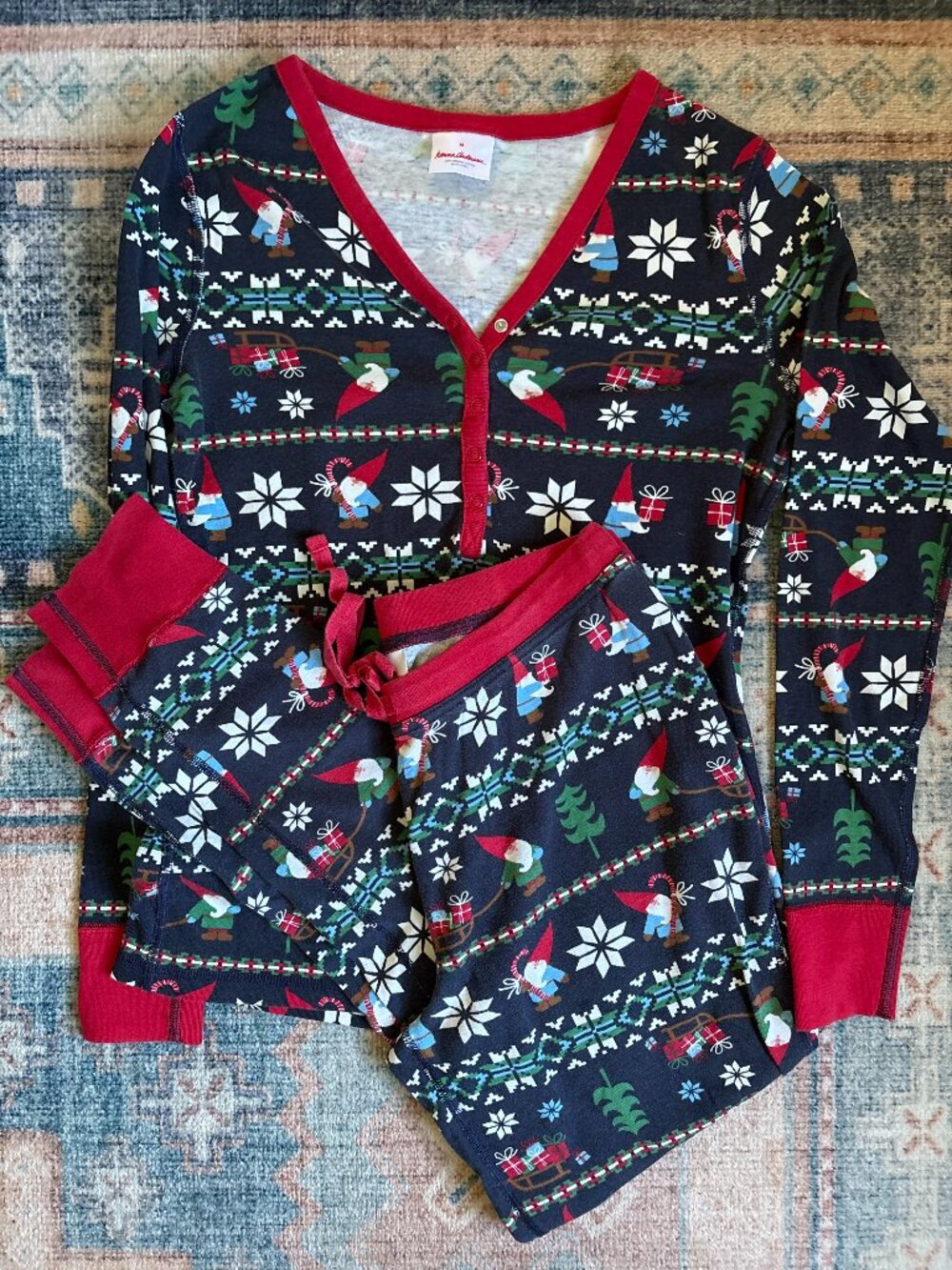 Hanna Andersson Women’s Medium Gnome Christmas Pajamas Organic Cotton